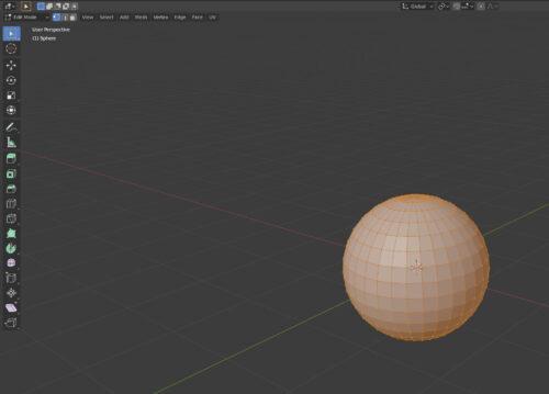 UV sphere in edit mode with all vertices selected
