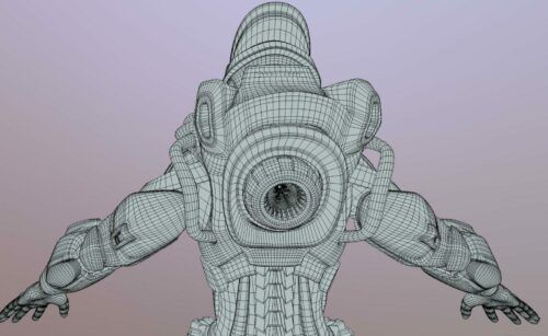 3D mesh. Space suit from behind.