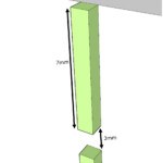 Raised dashed line on a cuboid with the dimension mentioned in the text
