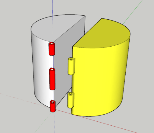 View of the hinge in the Sketchup software