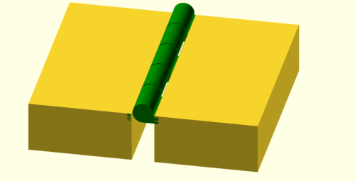 View of the hinge in openSCAD.