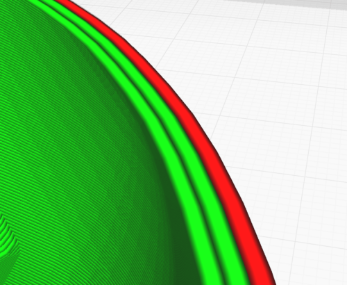 Screenshot from Cura. Model with 3 walls.