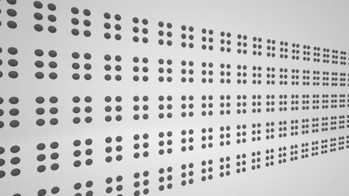 A picture depicting rows of 6-Dot Braille