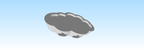 3D model of a cloud symbol representing the internet in a network diagram.