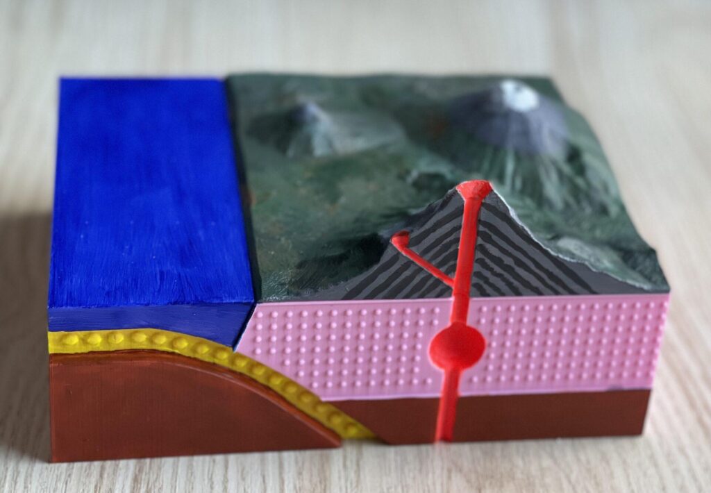 Stratovolcano with subducting plate boundary