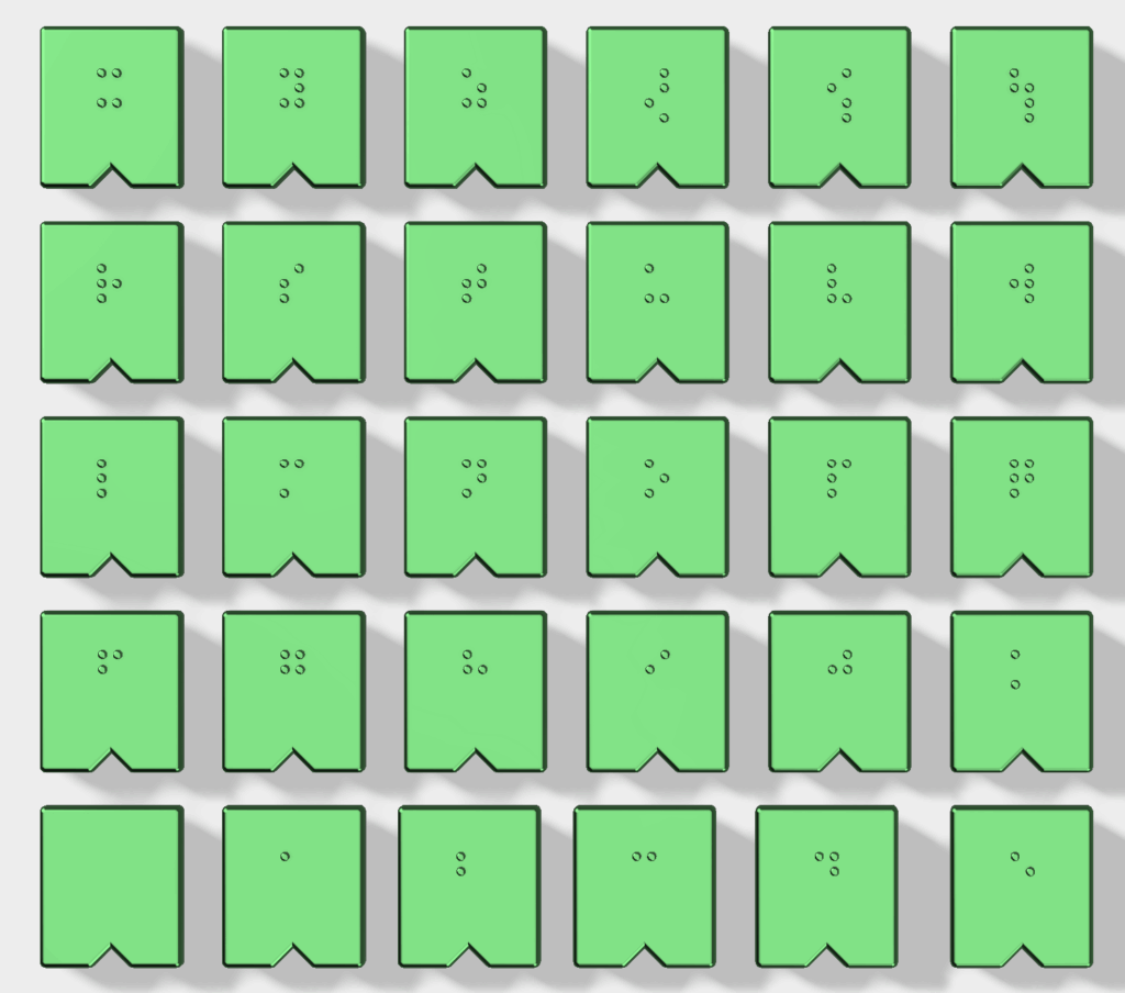 Kleinbuchstaben Eurobraille – Lower case Eurobraille