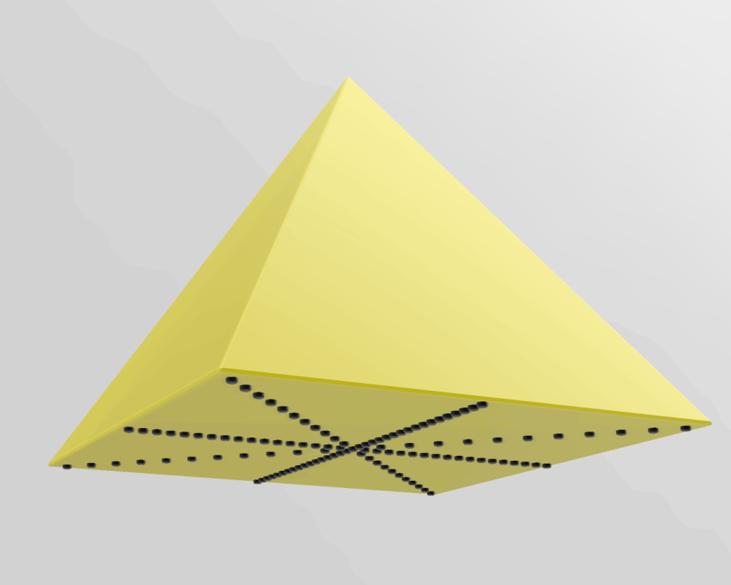 Pyramide mit taktilen Markierungen auf der Grundfläche (Pythagoras)