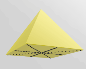 Pyramide mit taktilen Markierungen auf der Grundfläche (Pythagoras)