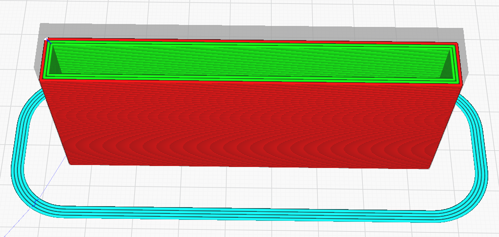 Cut open cuboid without filling. This stands on a relatively small side surface.