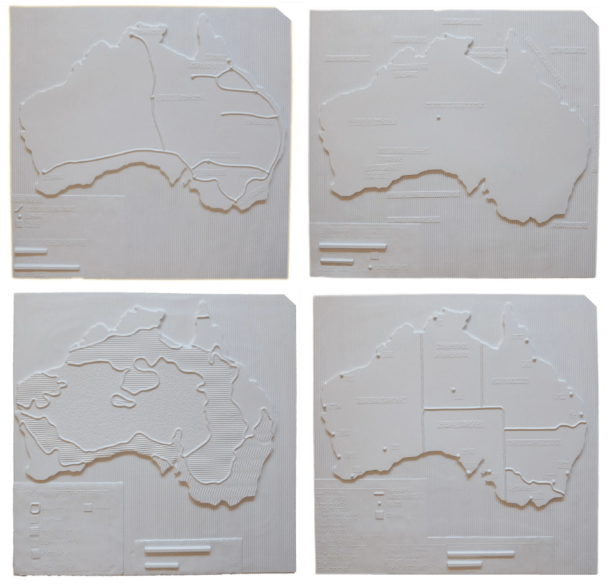 four different maps of Australia