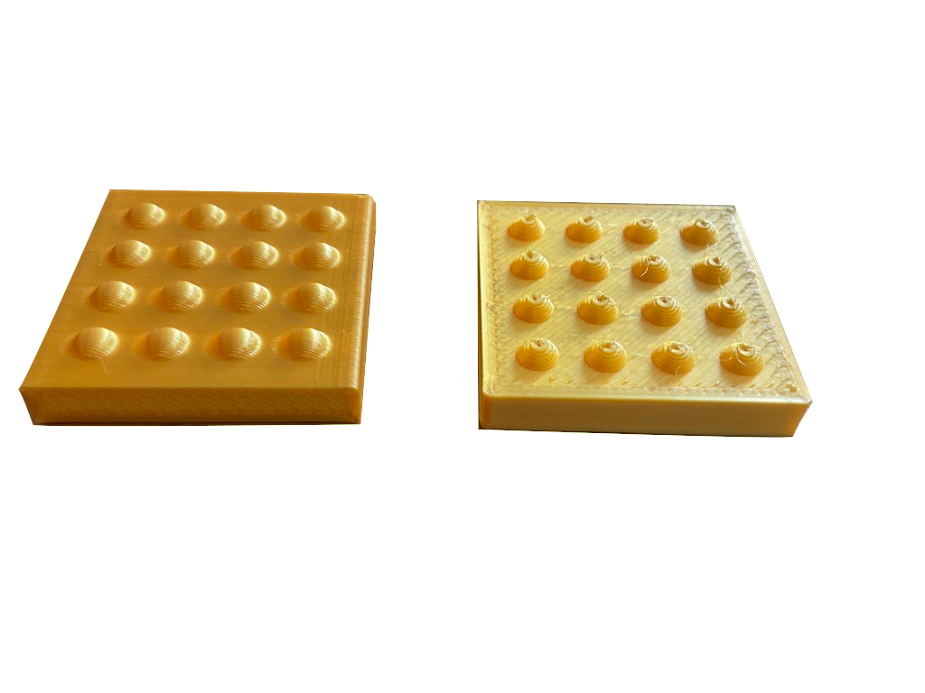 example of good resoluted dots printed vertically and bad result of printed horizontal