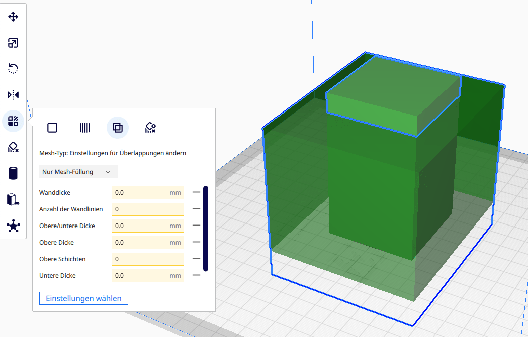 The print settings for the support blocker have been adjusted